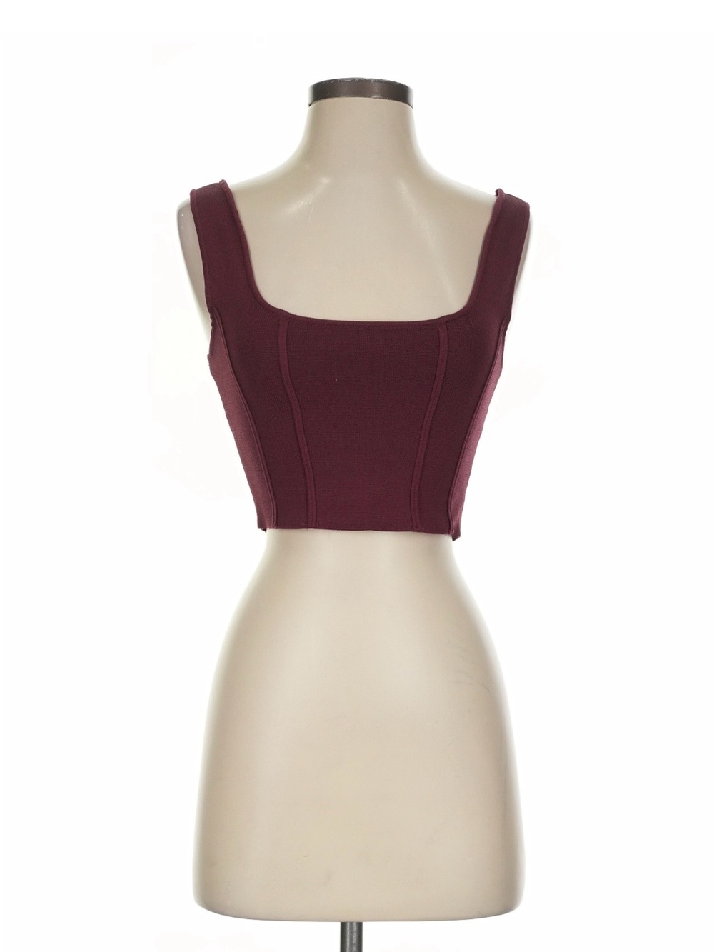 Zara Burgundy Square-Neck Crop Top